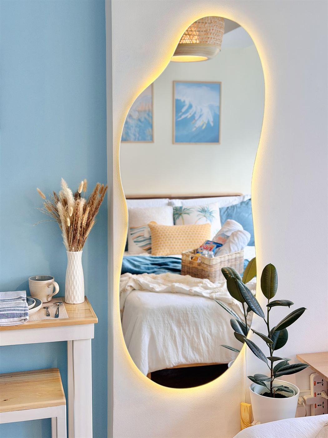 Backlit full-body mirror