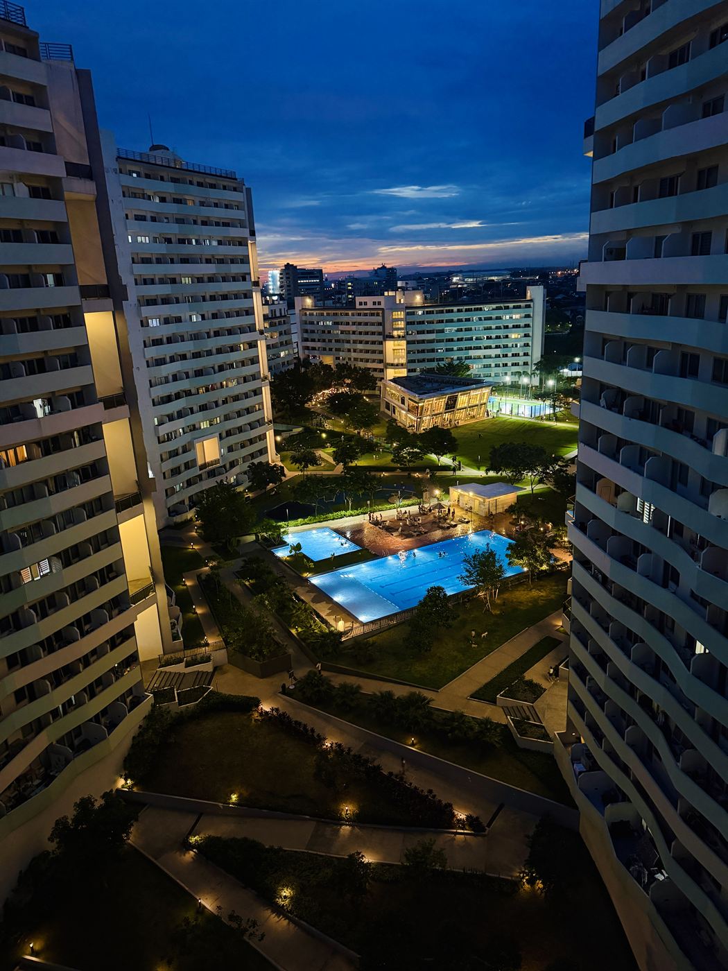 Amenity view at night